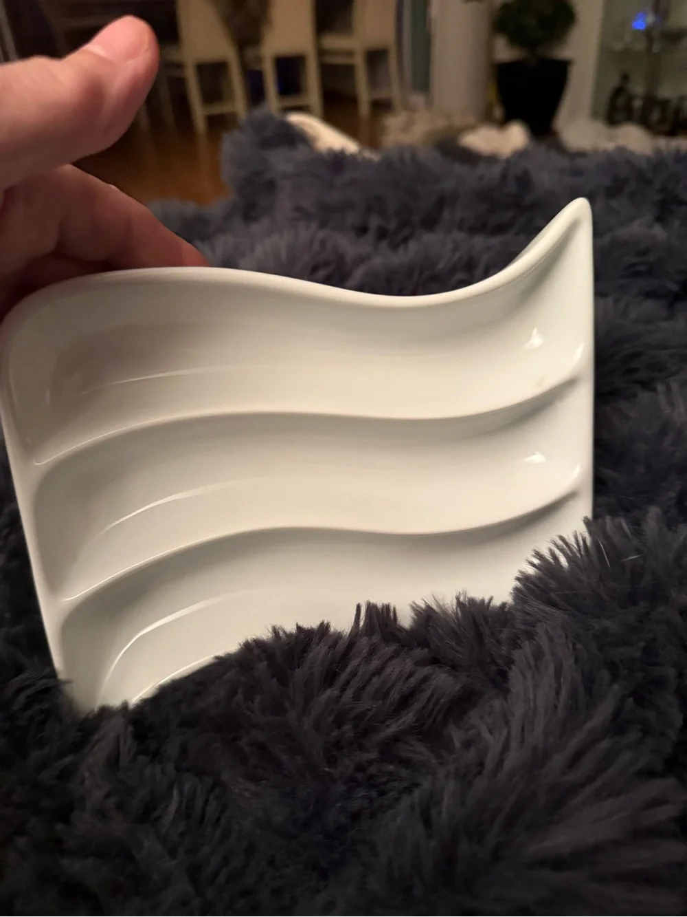 Crate&Barrel White Wavy Appetizer Dish